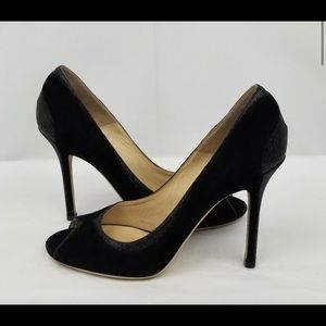 Jimmy chop suede peep toe pumps